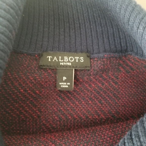 Talbots Plaid Split-Cowlneck Long Sleeve Sweater Size P - Picture 10 of 11